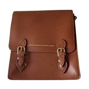 Pittards England College Satchel North South Crossbody Bag in Tan Brown Leather